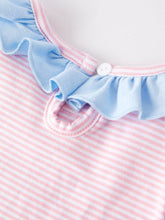 Load image into Gallery viewer, Easter Bunny Embroidery Girls Pink Stripe Outfit