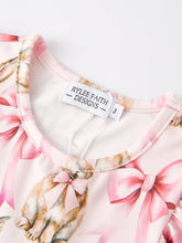 Load image into Gallery viewer, Easter Bunny Bow Print Puff Sleeves Girls Dress