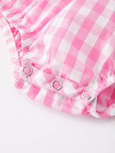 Load image into Gallery viewer, Valentine's Day Heart Bow Smocking Embroidered Pink Romper