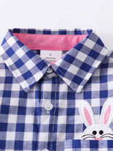 Load image into Gallery viewer, Blue Plaid Rabbit Boy Shirt