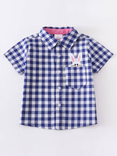 Load image into Gallery viewer, Blue Plaid Rabbit Boy Shirt
