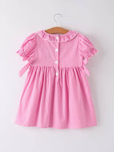 Load image into Gallery viewer, Bow Embroidered Plaid Baby Girl Dress
