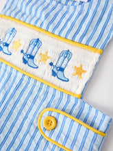 Load image into Gallery viewer, Autumn Blue Striped Baby Boys' Romper