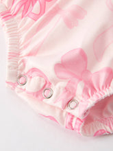 Load image into Gallery viewer, Girls Pink Bow Print Short Sleeves Romper