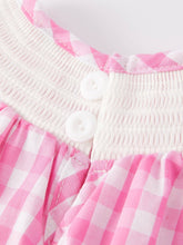 Load image into Gallery viewer, Valentine's Day Heart Bow Smocking Embroidered Pink Romper