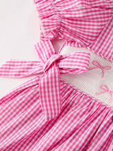 Load image into Gallery viewer, Bow Embroidered Plaid Baby Girl Dress
