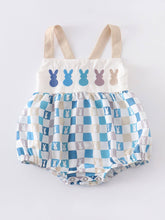 Load image into Gallery viewer, Beige Plaid Rabbit Applique Boy Romper
