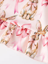 Load image into Gallery viewer, Easter Bunny Bow Print Puff Sleeves Girls Dress
