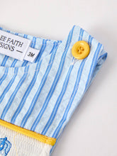 Load image into Gallery viewer, Autumn Blue Striped Baby Boys' Romper
